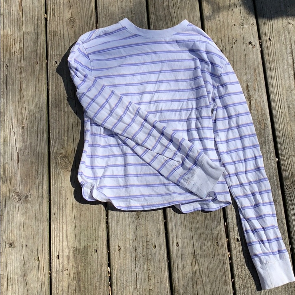 purple striped shirt